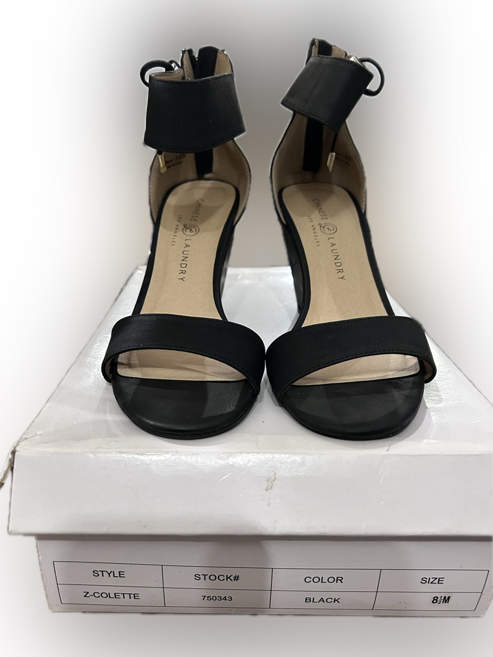 Chinese Laundry Black Ankle-Strap Open-Toe Heels